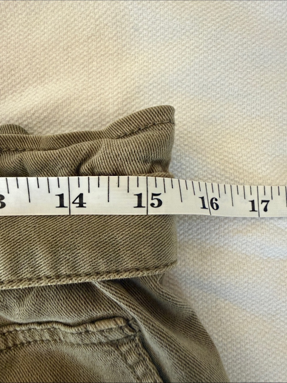 LOFT Olive Denim Paperbag Waist Belted Mom Shorts Size Medium - Picture 7 of 10